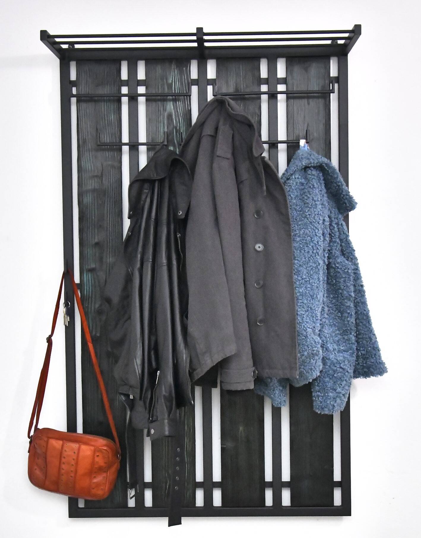 Wall Coat Rack with Hat Shelf, 1970s.