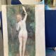 Grande étude de peinture à l'huile représentant un nu féminin vers 1900