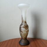 Art Deco glass paste vase signed Macau, Gallé inspiration, plant decoration