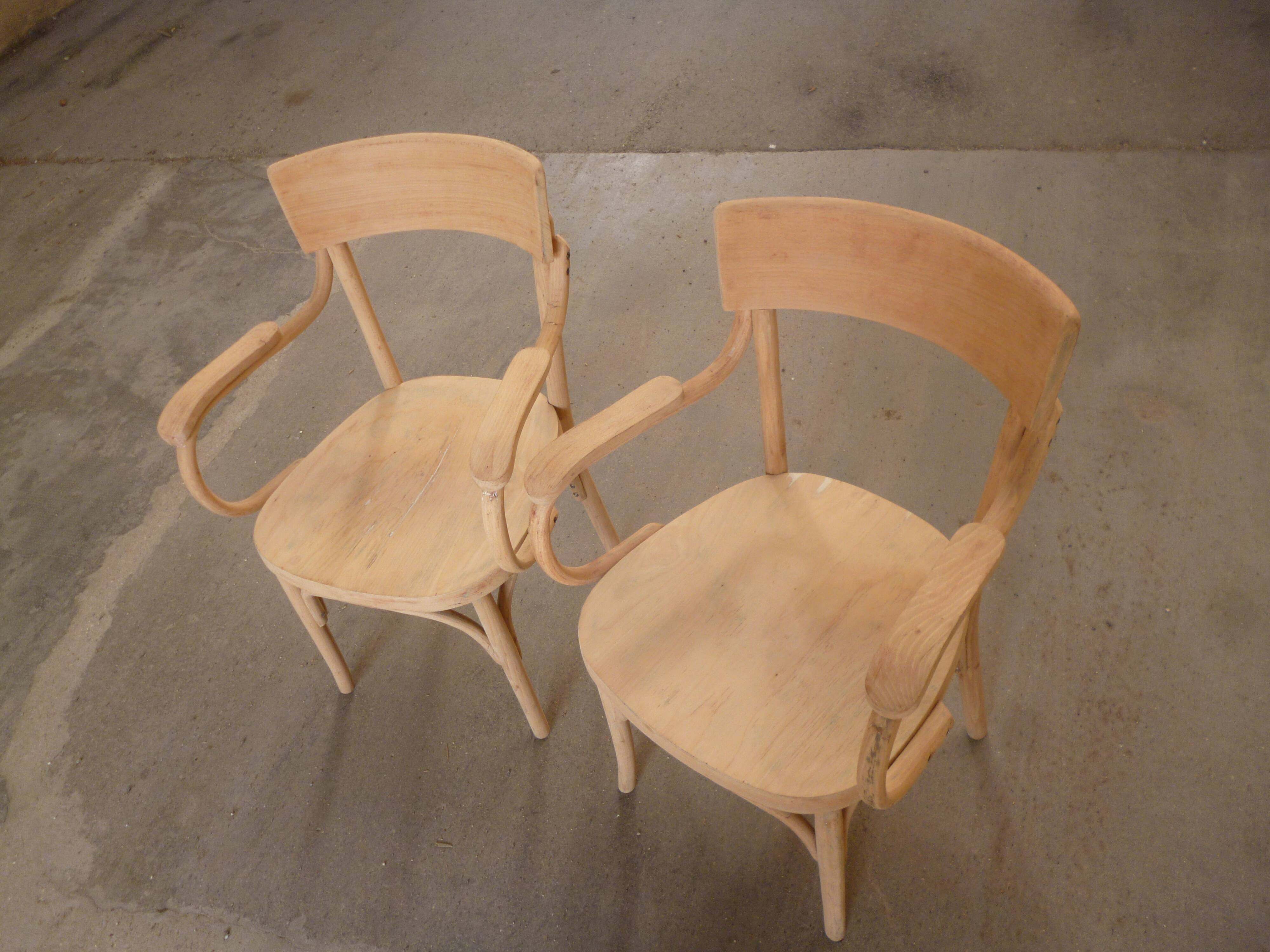 Paire de fauteuil en hêtre et bois courbés