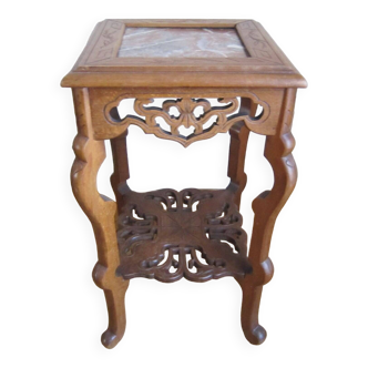 Square shaped walnut table, asian style