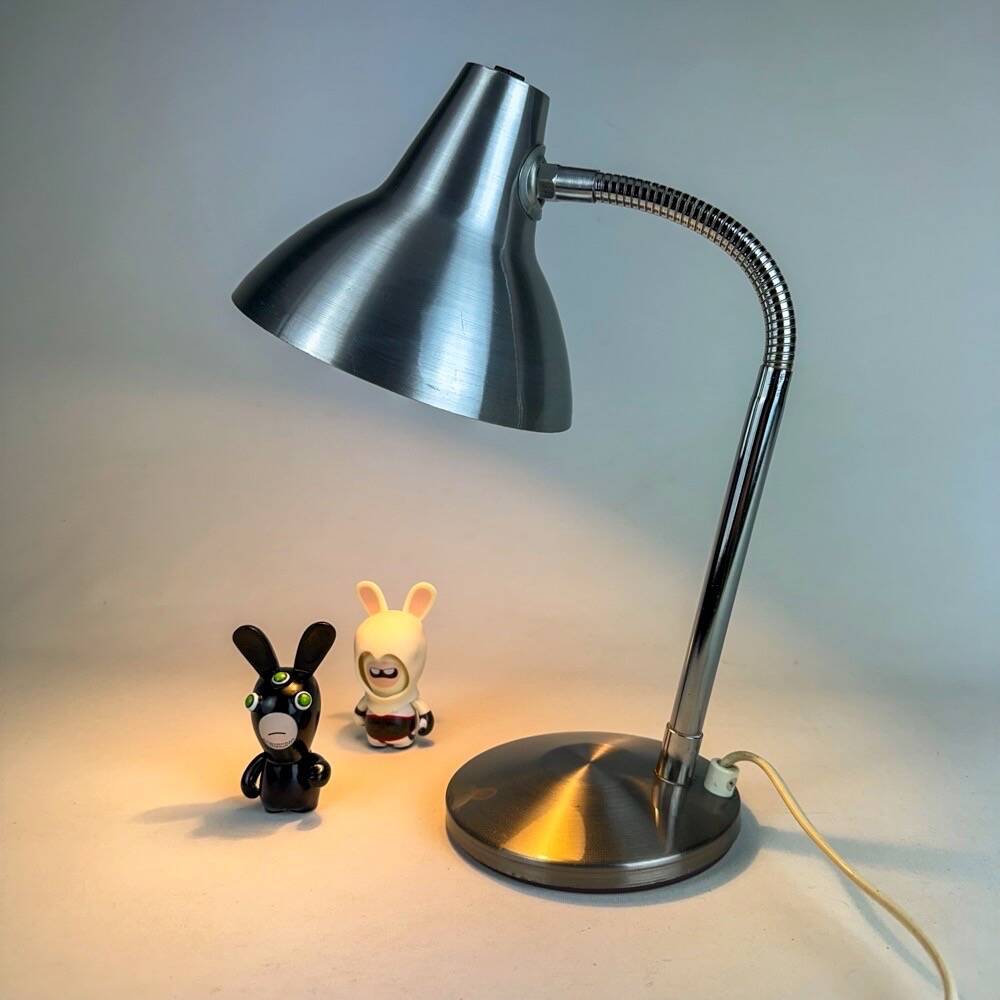 Flexible brushed aluminum lamp from the 60s