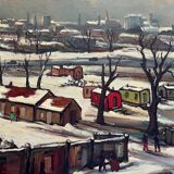HST painting Denis Reissant "Outskirts of the city" Salon des Indépendants 1975