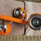 Vintage Space Age 70s Pendant Light – 3 Adjustable Spotlights – Orange