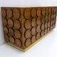 Brutalist Italian Chestnut Wood and Brass Bar Cabinet, 1970s