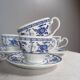 Ensemble de 4 tasses et sous-tasses bleues de Johnson Bros - England, 1970