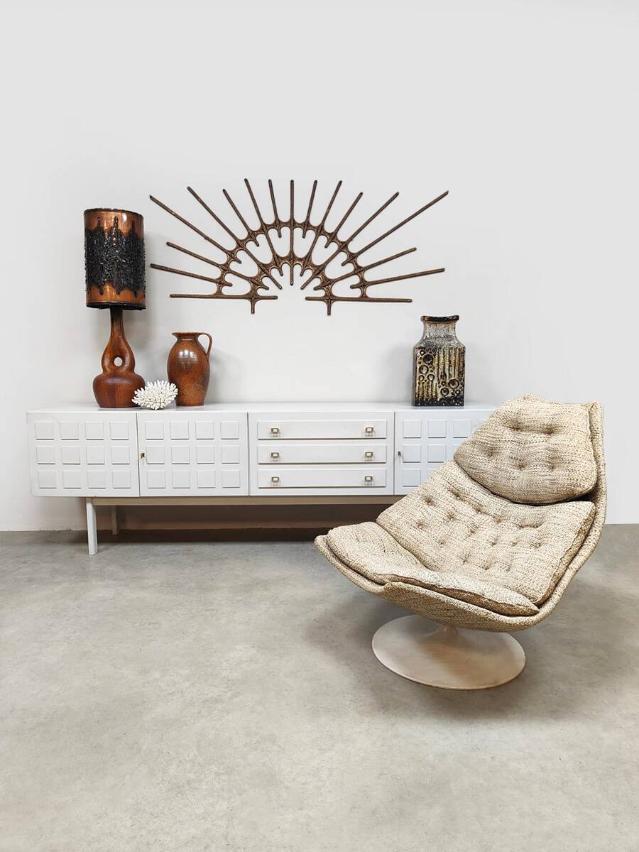 Vintage wooden credenza sideboard 'Cubism'