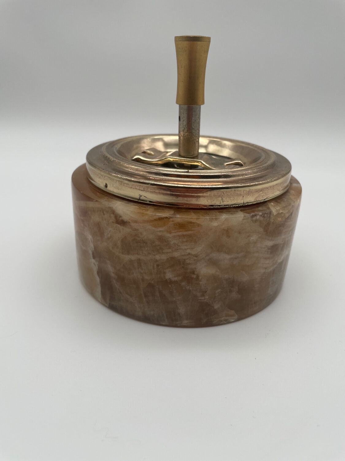 Vintage onyx and gold pusher ashtray