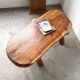 Table basse brutaliste en noyer massif, plateau slab live edge, France