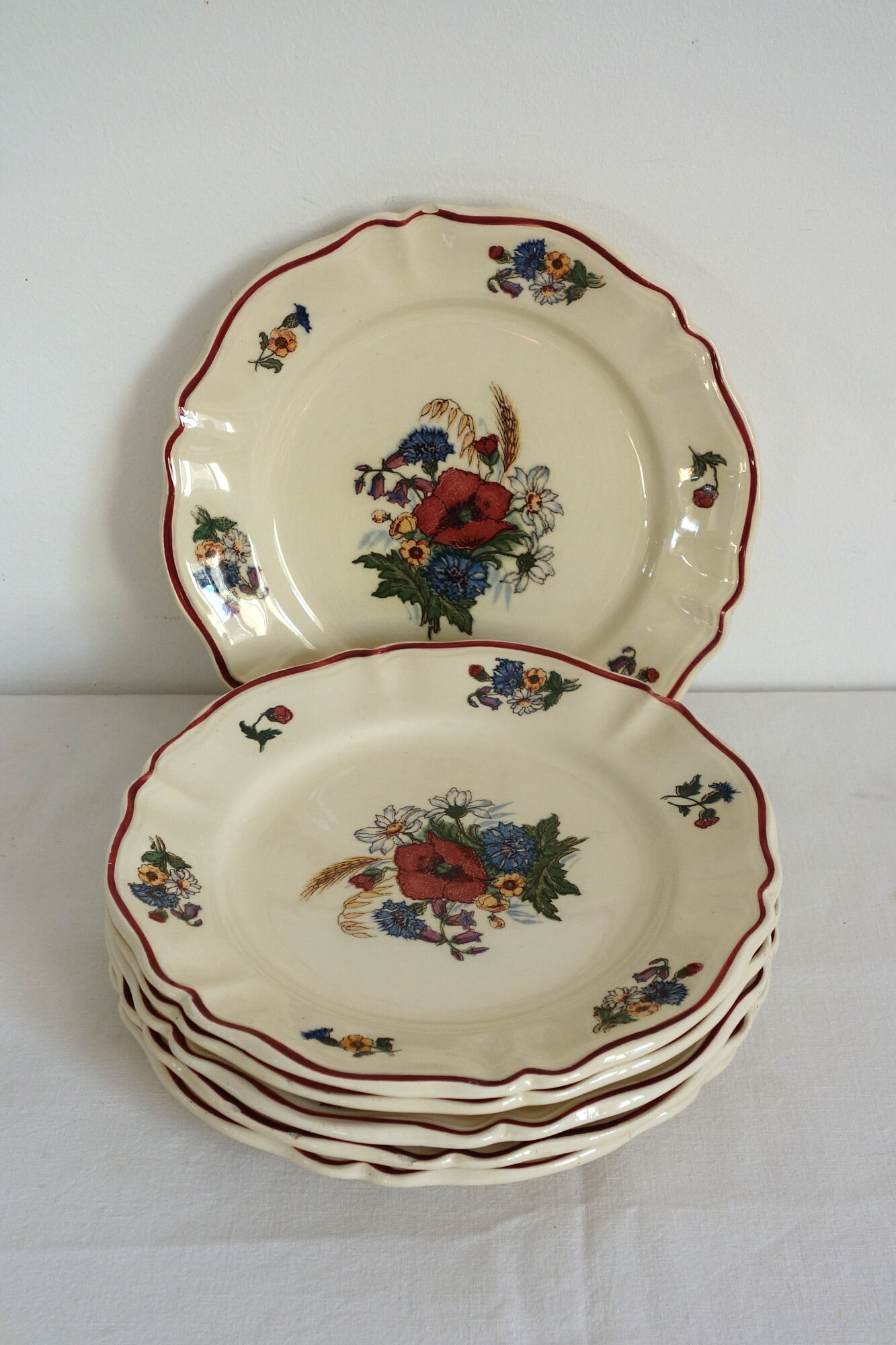 Set of 6 vintage dessert plates model Agreste, earthenware of Sarreguemines
