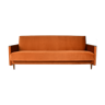 Original vintage sofa, convertible couch, fully renovated, 1960s, russet orange velvet