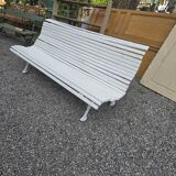 Old cast iron garden bench and wooden slats