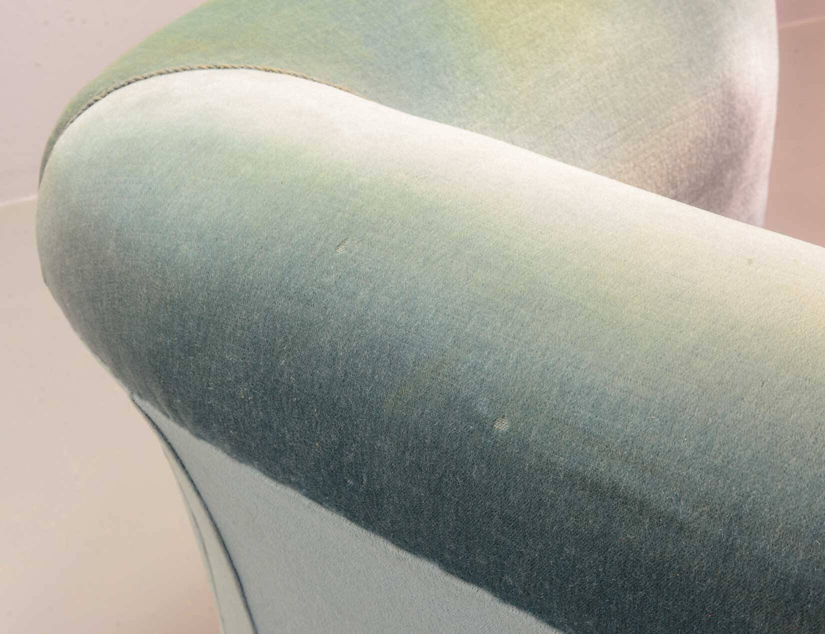 Chesterfield Duotone 2-Seat Sofa in Frosted Blue & Green Velvet 1950s