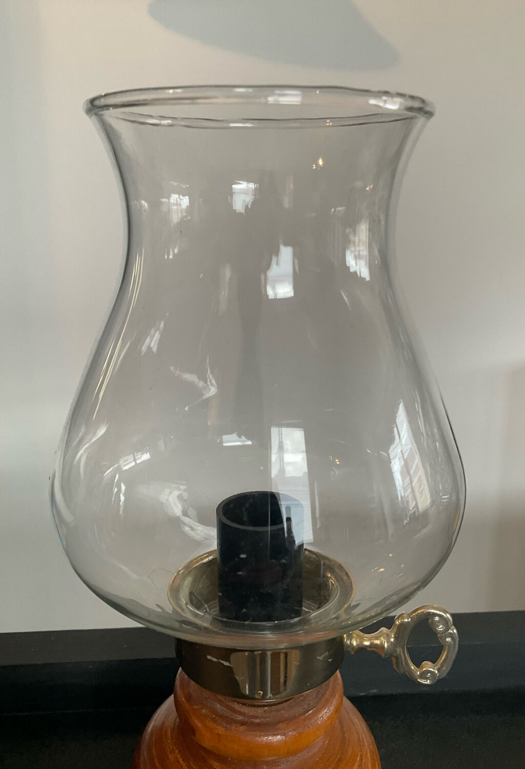 Vintage lamp 50s in wood and glass