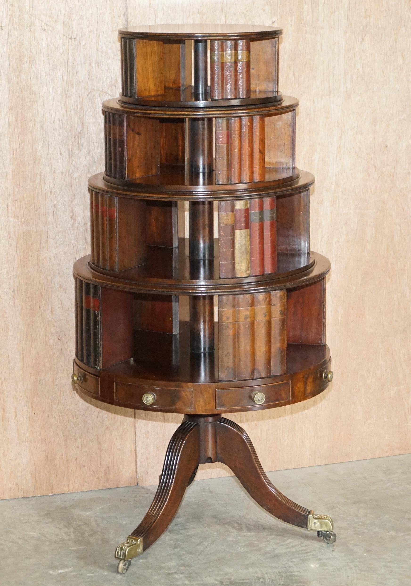 Restored hardwood revolving library circa 1810 Regency