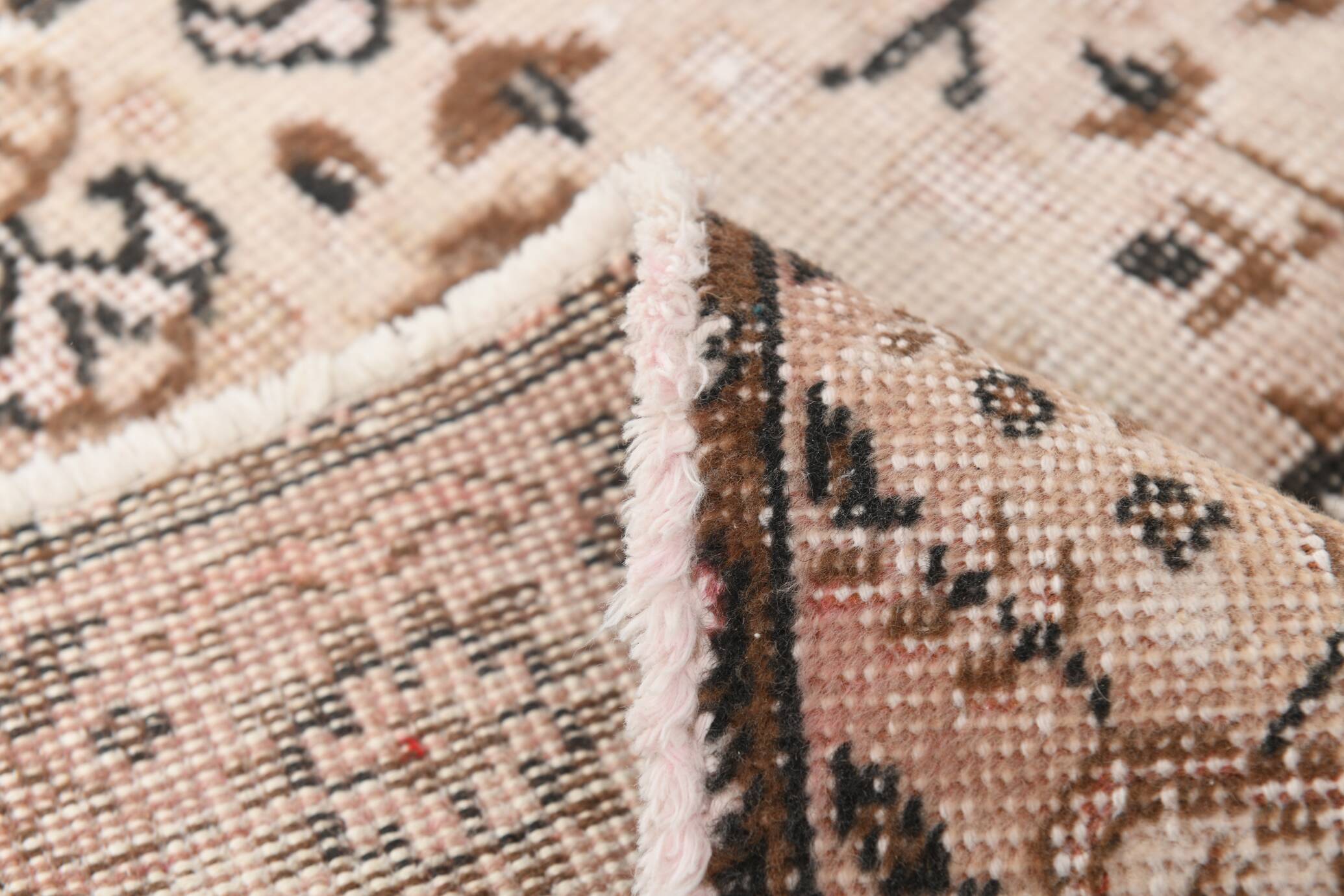 5x9 Shades Of Pink Brown Bordered Classic Wool Vintage Rug, 168x268Cm