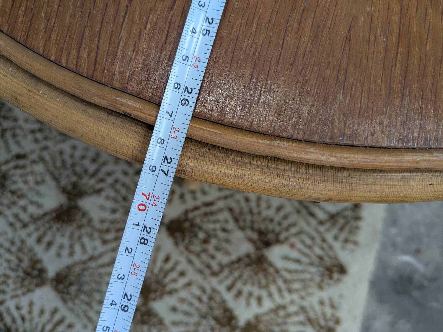 Rattan and glass coffee table