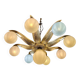 Large Art Deco bronze chandelier with 9 opaline globes, France 1935.