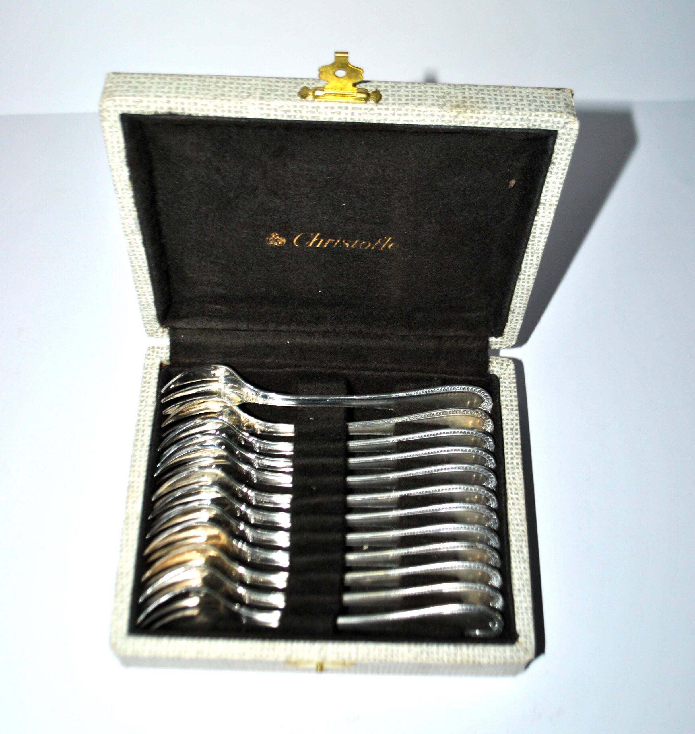 Christofle set of 12 Malmaison Empire oyster forks