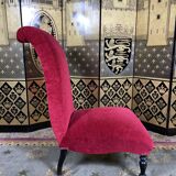 Chauffeuse époque Napoléon III velours rouge