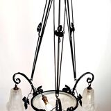 Degué 4-light Art Deco chandelier Width 62 cm Height 93 cm