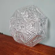 Vintage textured glass ceiling light, geometric patterns, Wila, 1970.