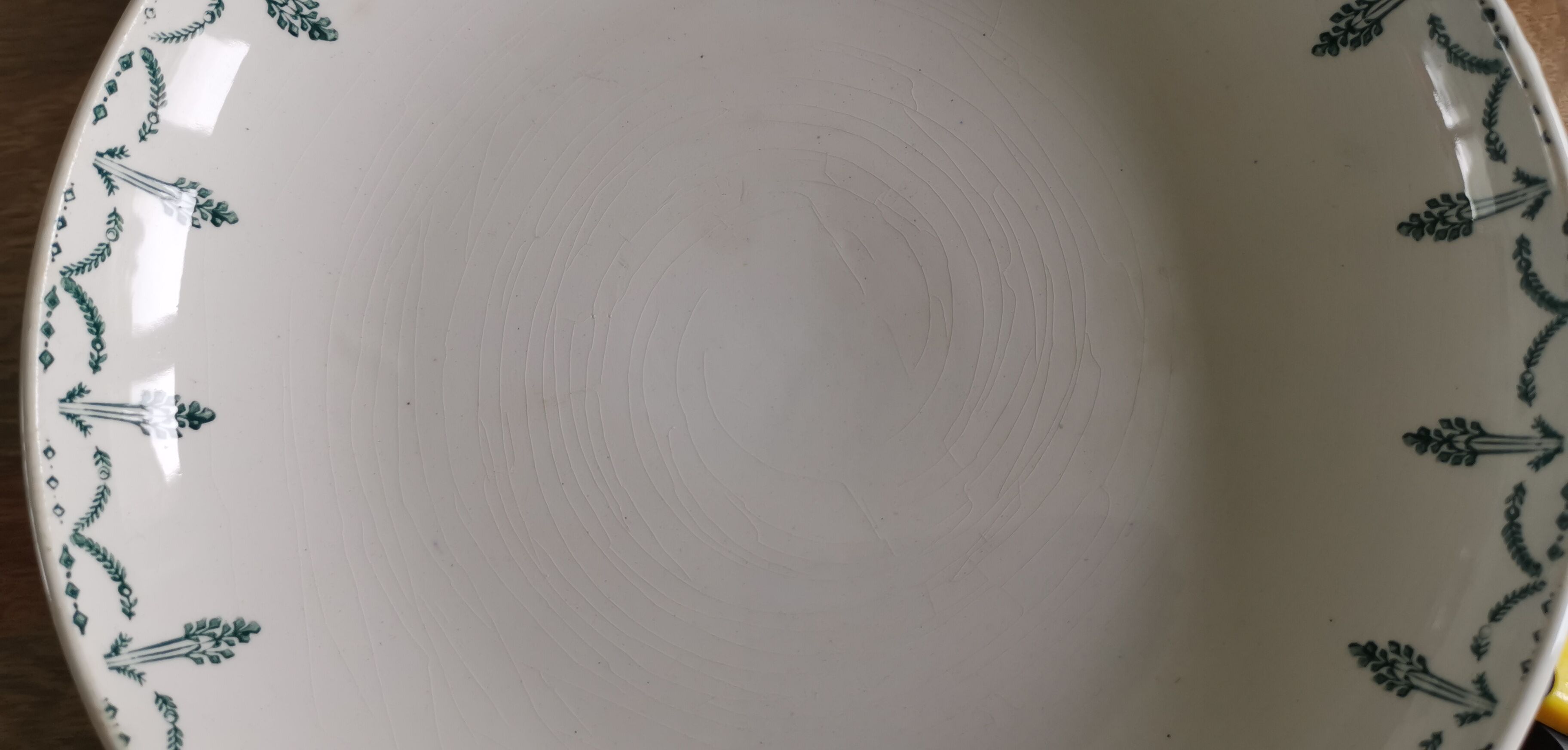 Old compotier iron earth gien green garland 1900-1930