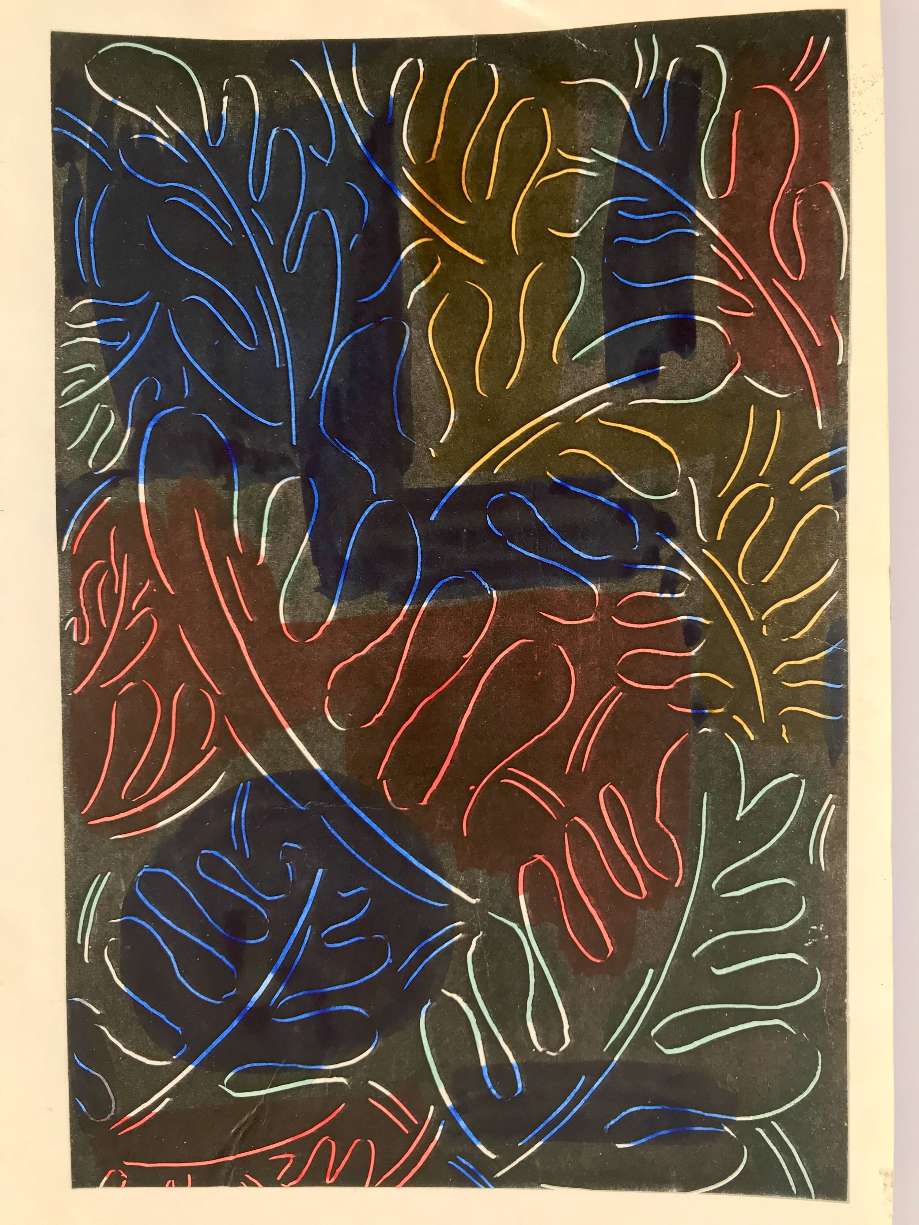 Elie Dayan, Untitled (Vegetal Pattern 3). Mixed media on paper.