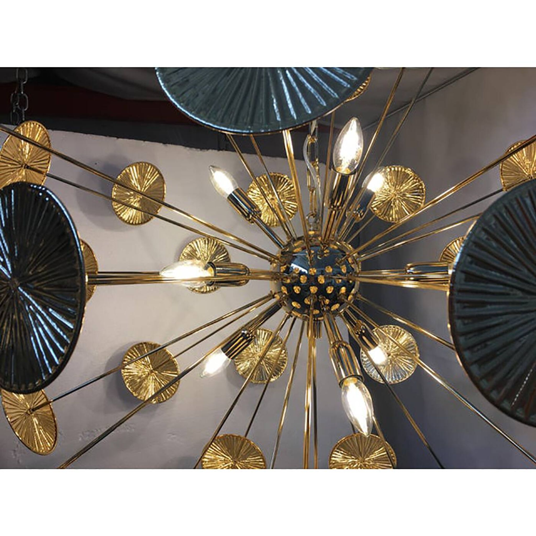 Handmade Hammered Sputnik Chandelier in Gold