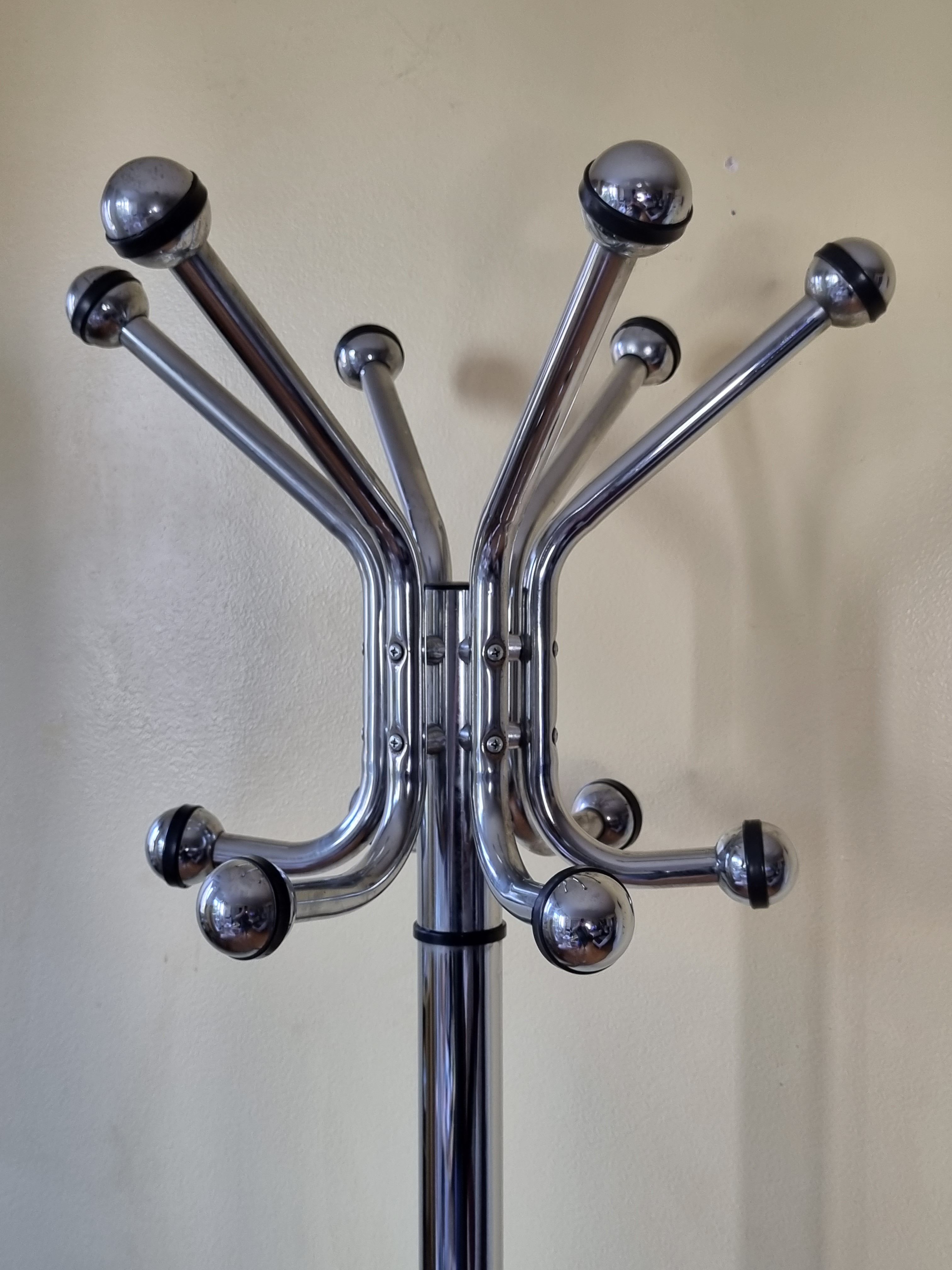 Vintage chrome metal coat rack, 70s-80s