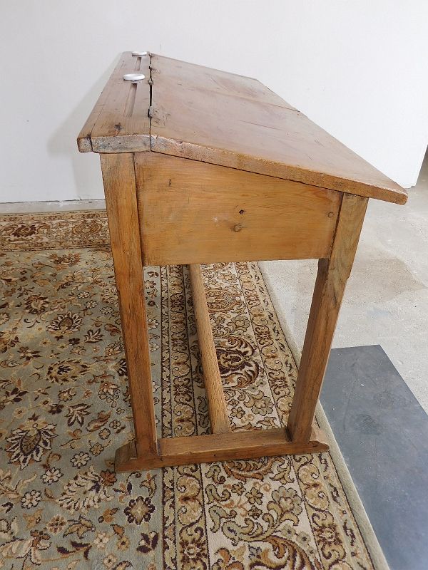 Former double desk of school office in pine of the nineteenth century