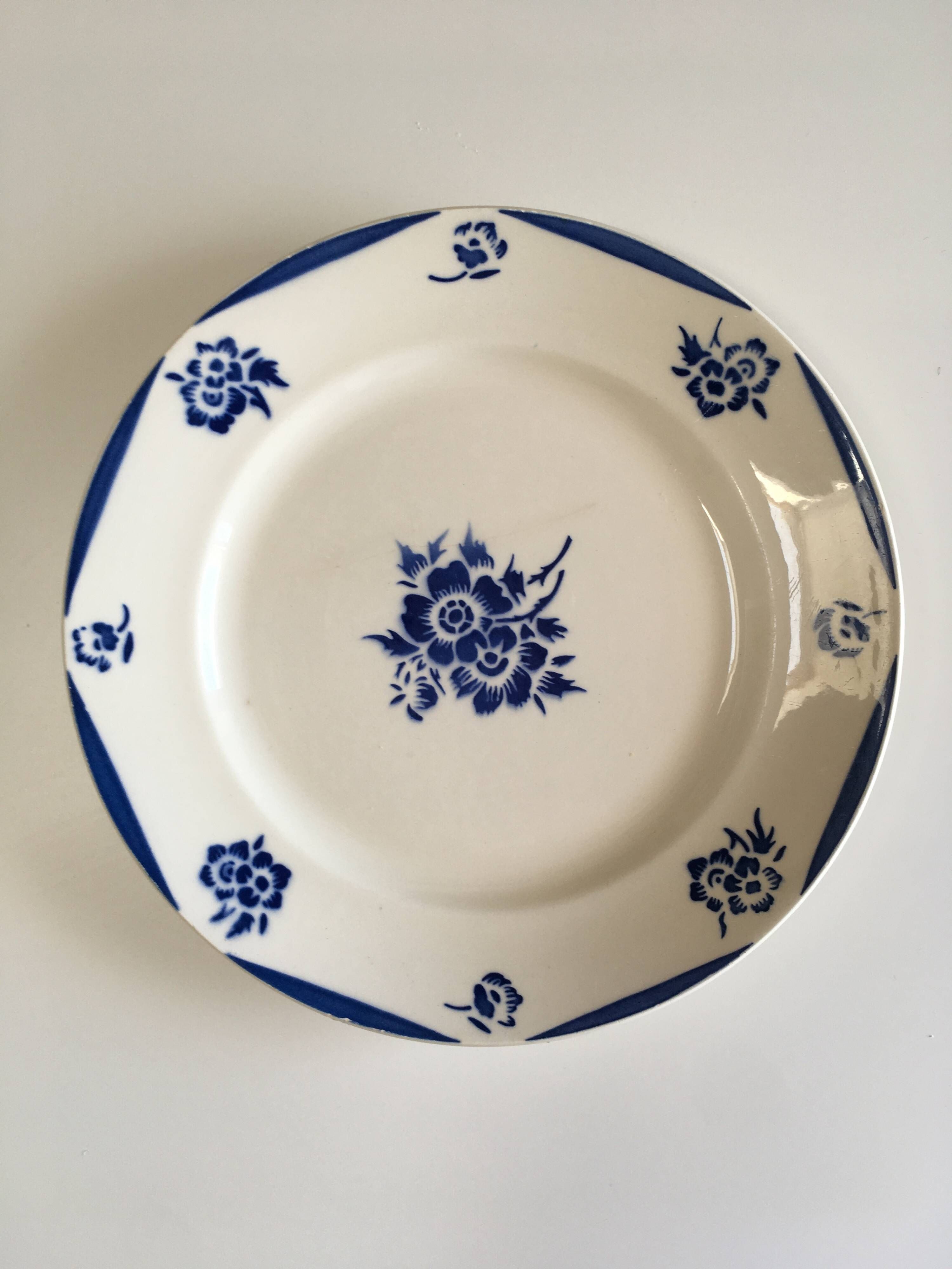 Set of 6 vintage earthenware plates - 1940s-1950s