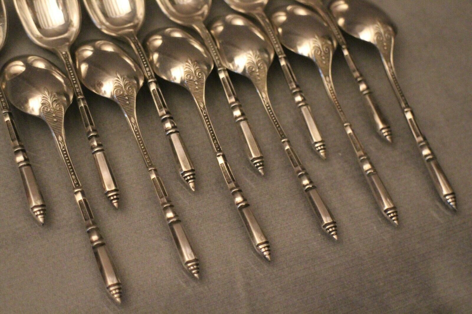 Suite of 12 small spoons with Russian silver metal ERCUIS Regency style