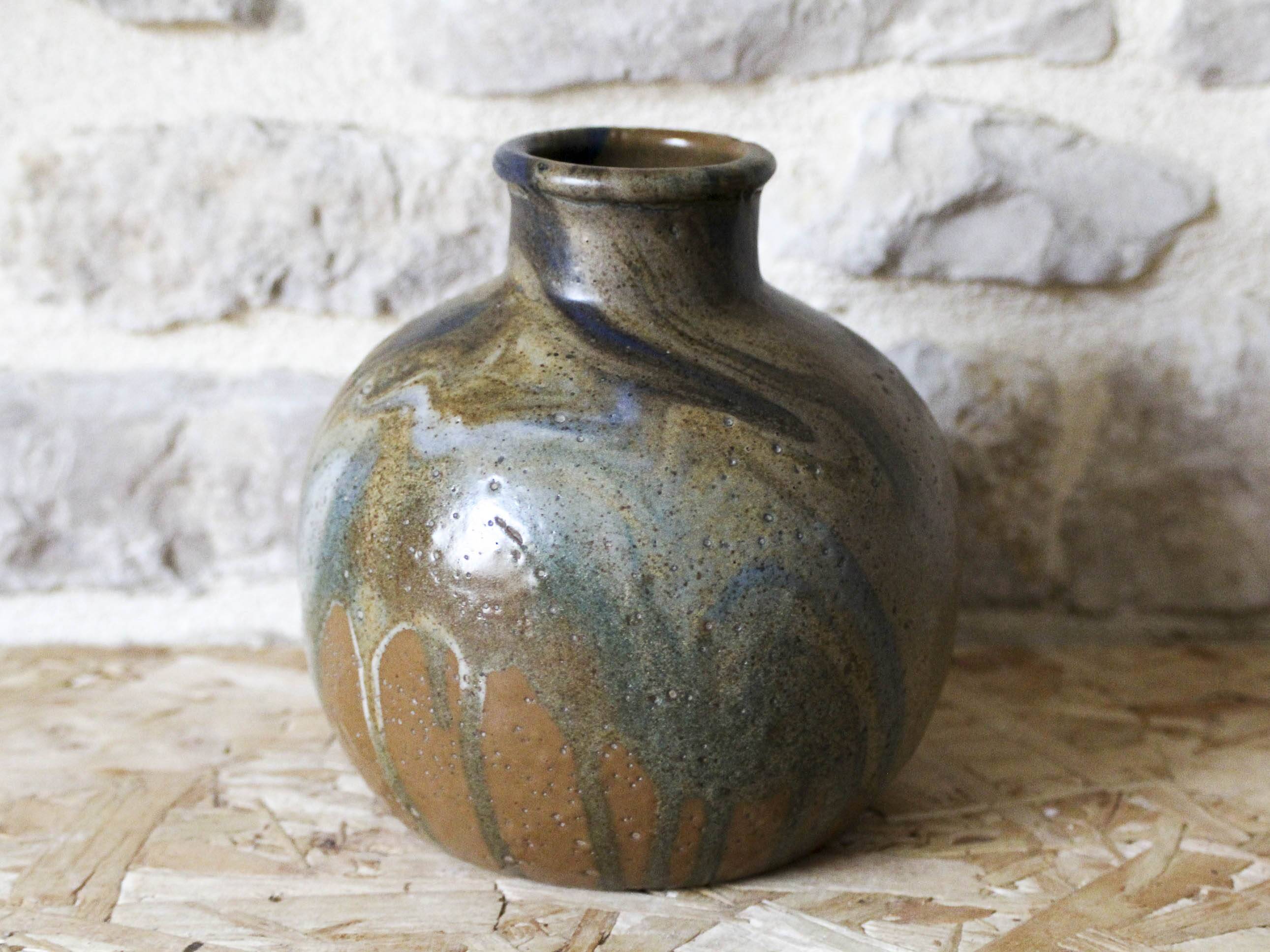 Leon Pointu enamelled stoneware vase - Puisaye