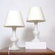 Pair of white glass lamps by Luxus Lighting, Sweden, 1980