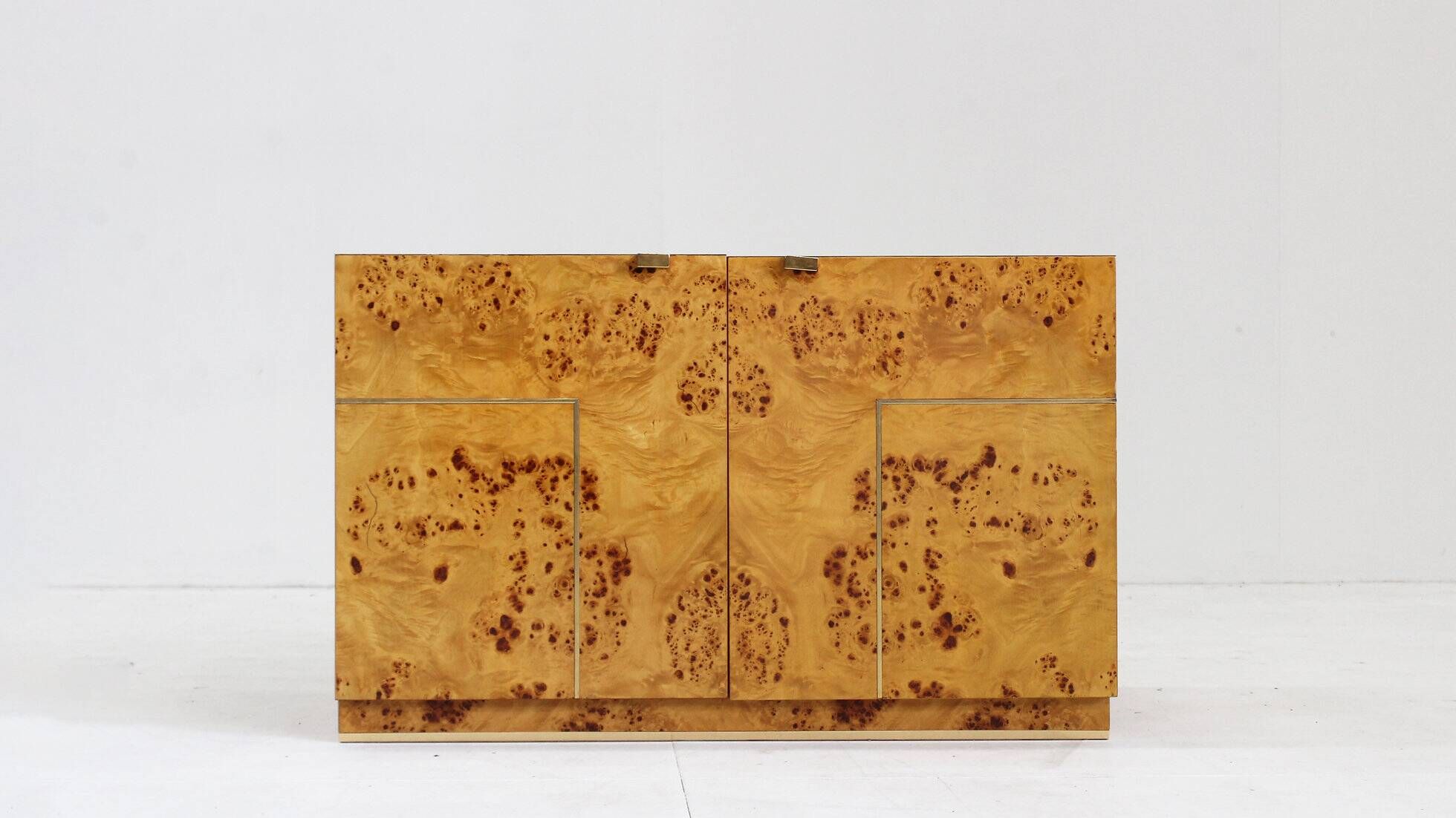 Vintage burl wood sideboard 1970s Italy