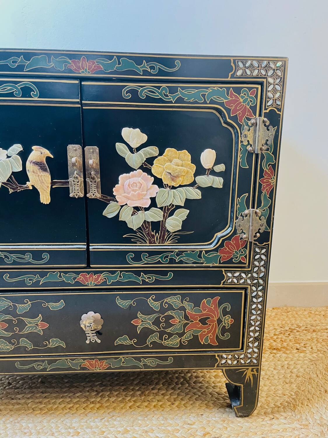 Charming Chinese Lacquer and Mother-of-Pearl Storage Unit 1960