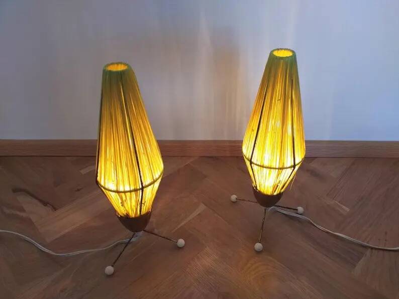 Pair of Rare Midcentury Table Lamps Rocket, 1960s