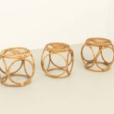 Set of three 1970s rattan stools, Spain.