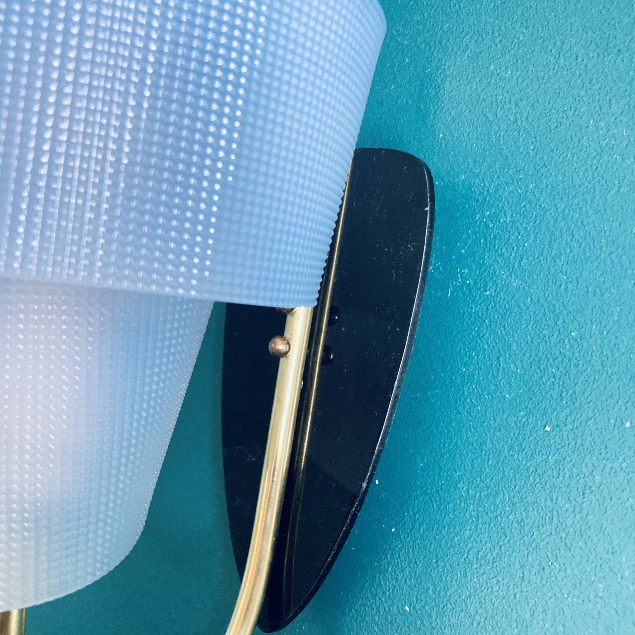 Pair of minimalist vintage seventies blue plastic and plexiglass wall lights