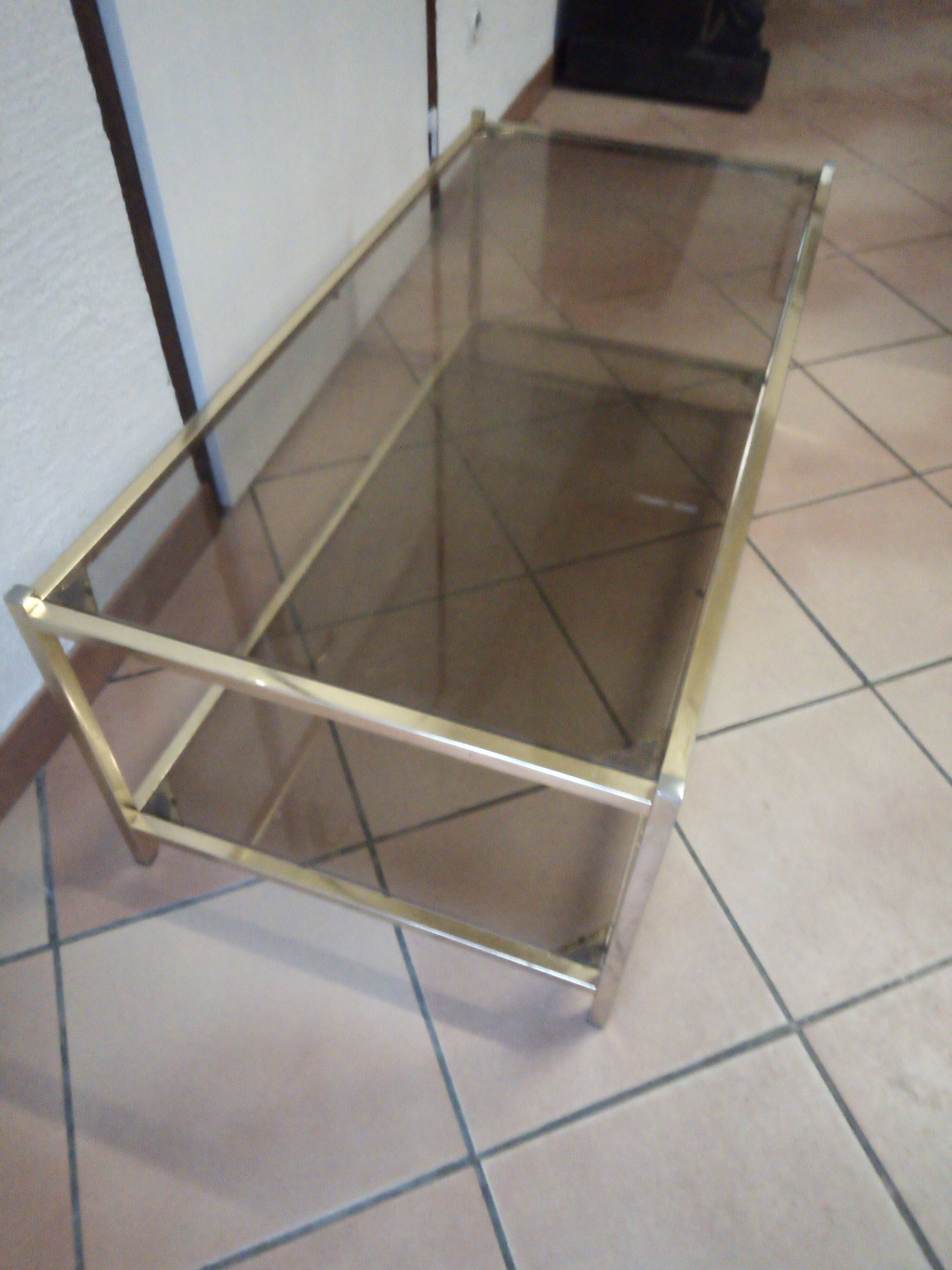 Brass coffee table and smoked glass