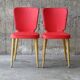 Lot de 2 chaises baumann skaï rouge, pieds compas 1955