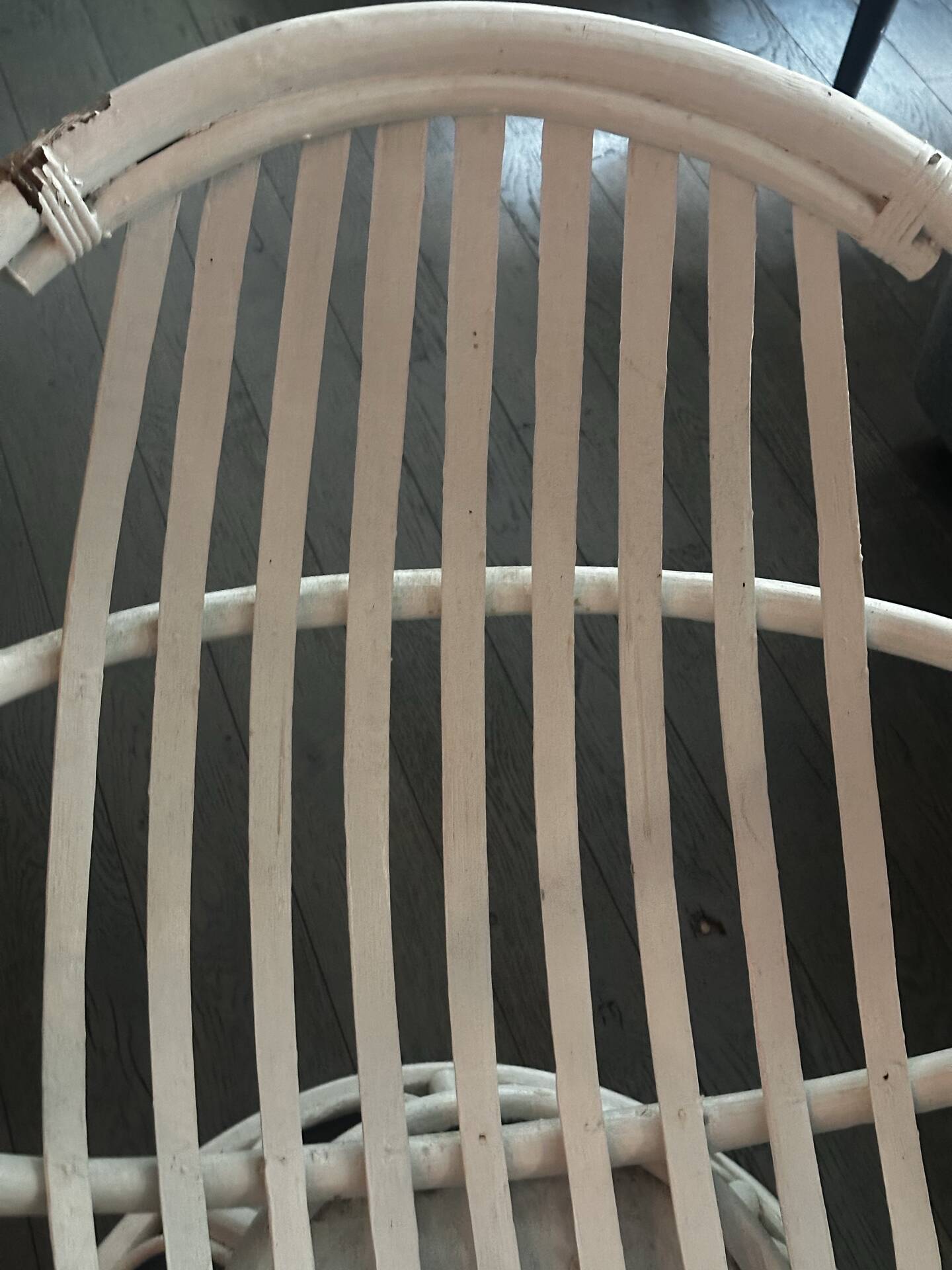 Vintage armchair in white lacquered rattan