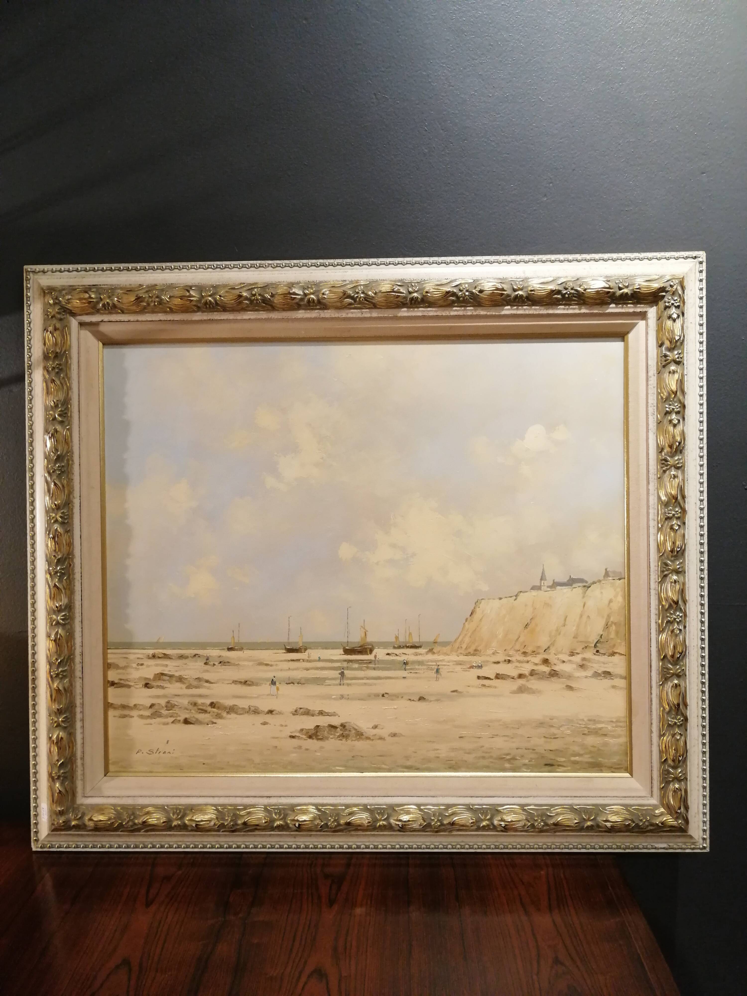 Painting entitled "the cliff at low tide" by Pierre Stefani