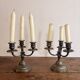 Pair of 3-Light Candelabra Silver Metal Louis XIV Regency Style