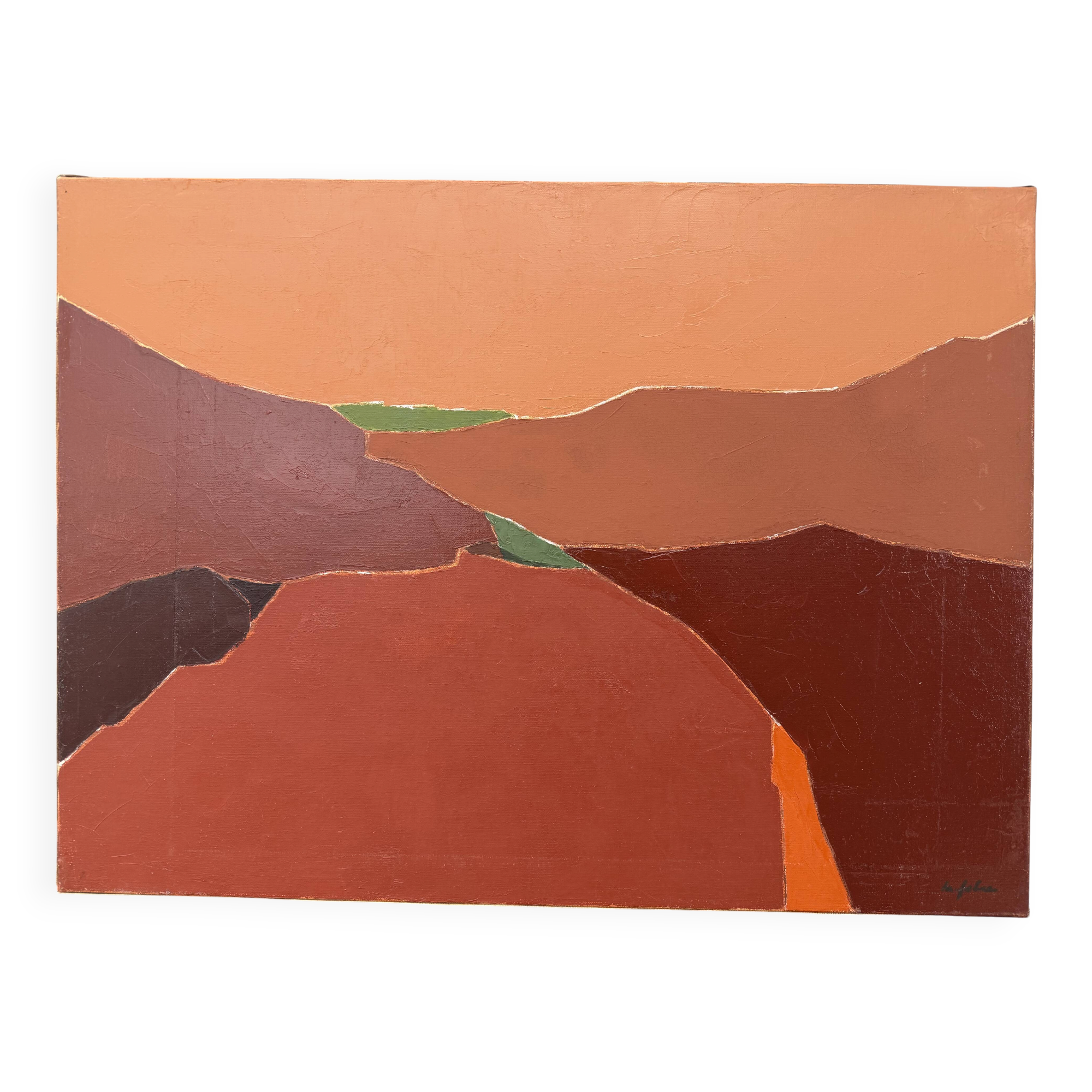 Abstract landscape tableau from Provence – Luberon – oil on canvas signed Miche