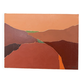 Abstract landscape tableau from Provence – Luberon – oil on canvas signed Miche