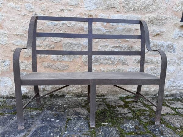 Banc de jardin artisanal en fer forgé