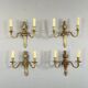 Set of four bronze wall sconces, Louis XVI style, 20th century.