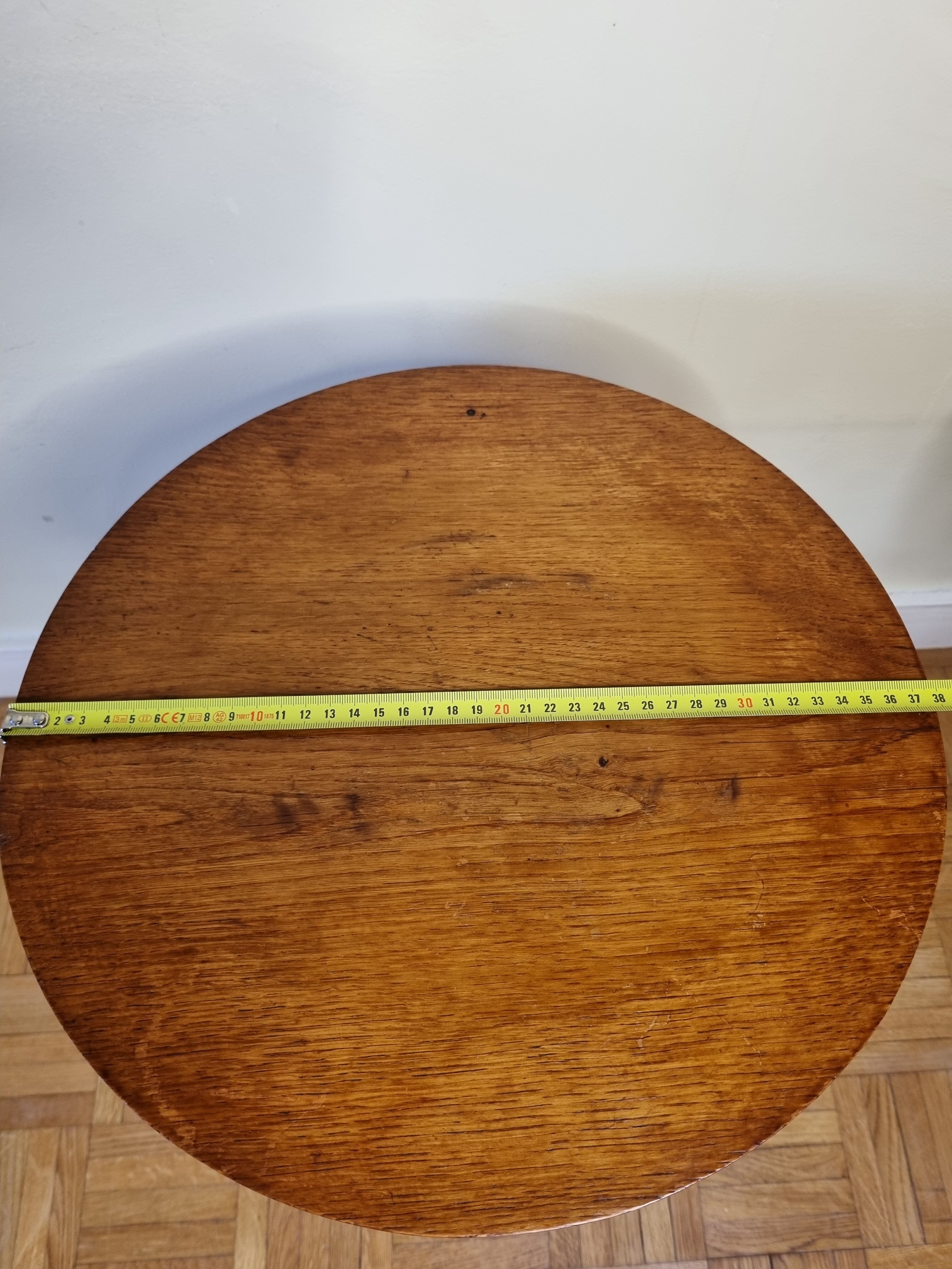 Blond wooden pedestal table in art deco style